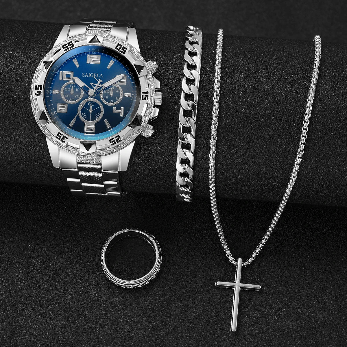 Solura Signature – 4 Quartz Watches for Him | Silver Bands, Arabic Dials