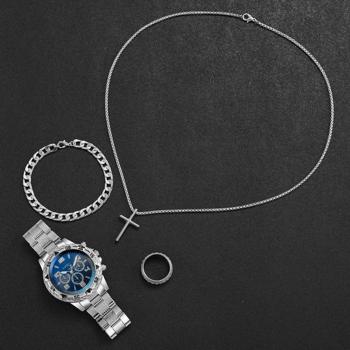 Solura Signature – 4 Quartz Watches for Him | Silver Bands, Arabic Dials